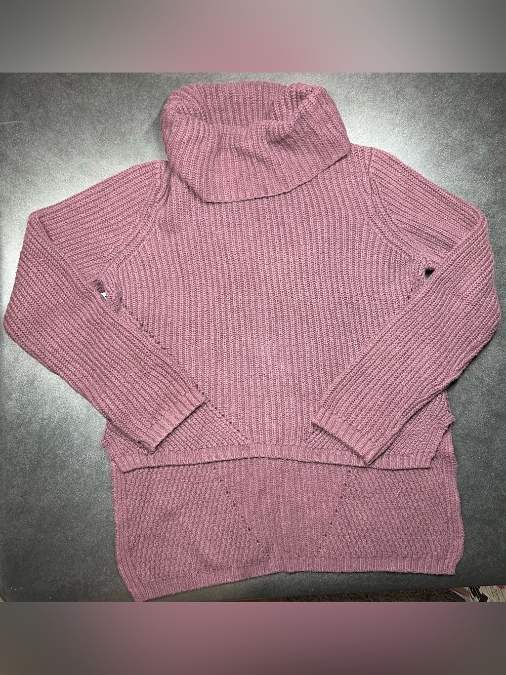 Anthropologie Moth Women’s Size M Purple Cowl Neck High-Low Knit Sweater